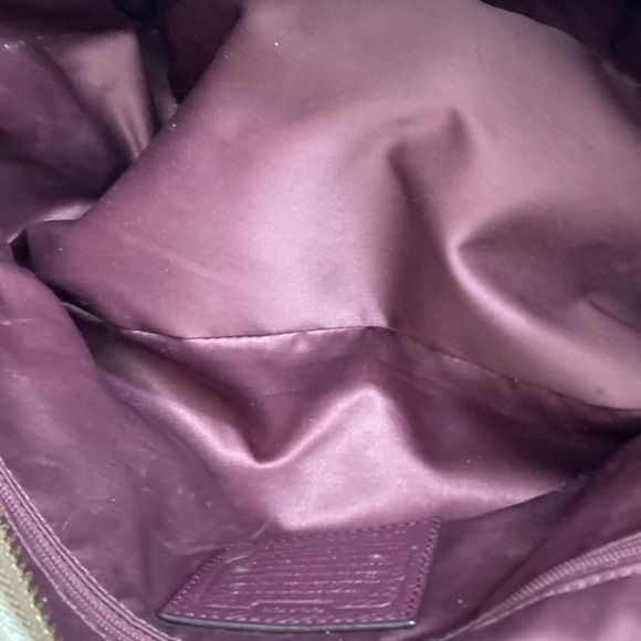 Coach Carrie Signature Logo Leather Park F23297 Brown Red Canvas Tote - Picture 7 of 13